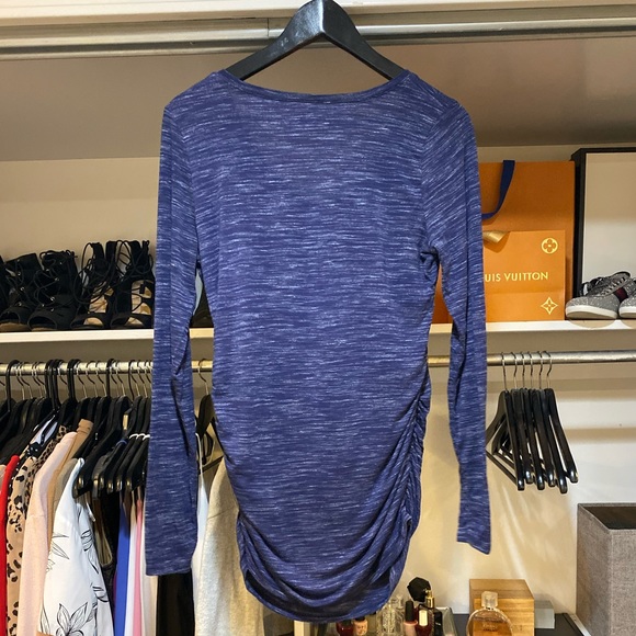Blue Ruched Maternity Top - Picture 4 of 5